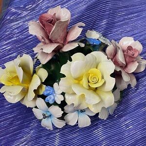 Capodimonte Floral basket larger size 12”W x 10” H approx
